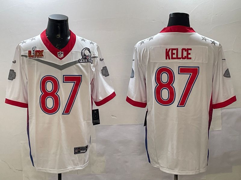 Men Kansas City Chiefs 87 Kelce White All star 2025 Nike Vapor Limited NFL Jersey style 3